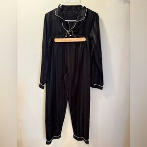 Chic Black Women's Pajama Set with White Trim